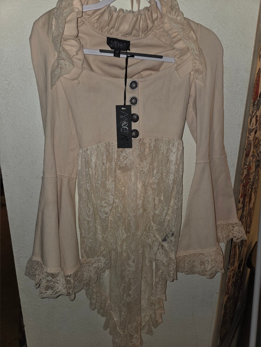 NWT  XS Dolls Kill -"House Of Widow" Cream Colored Jacket / Halloween Costume